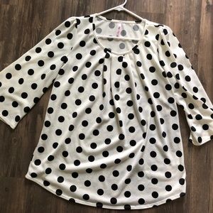 Boutique Black and white polka dot top